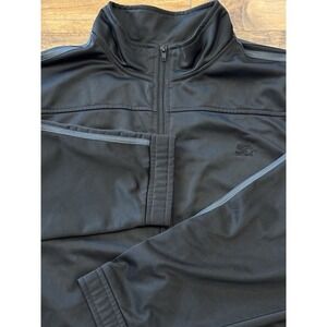 Starter Mens 2X Black Gray Stripe Windbreaker Lined Track Jacket Stretch Hip Hop